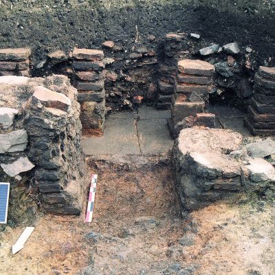 Carhaix, Domus de l'hopital. Hypocauste en cours de fouille © G. Le Cloirec