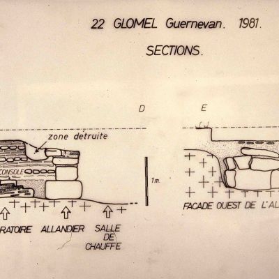 Atelier de Potier de Guernevan. Plan en coupe des vestiges mis au jour. Cliché Drac SRA