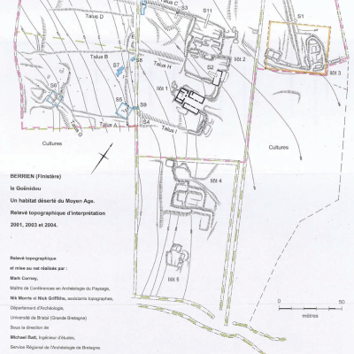 Berrien, Le Goenidou.Plan général des vestiges