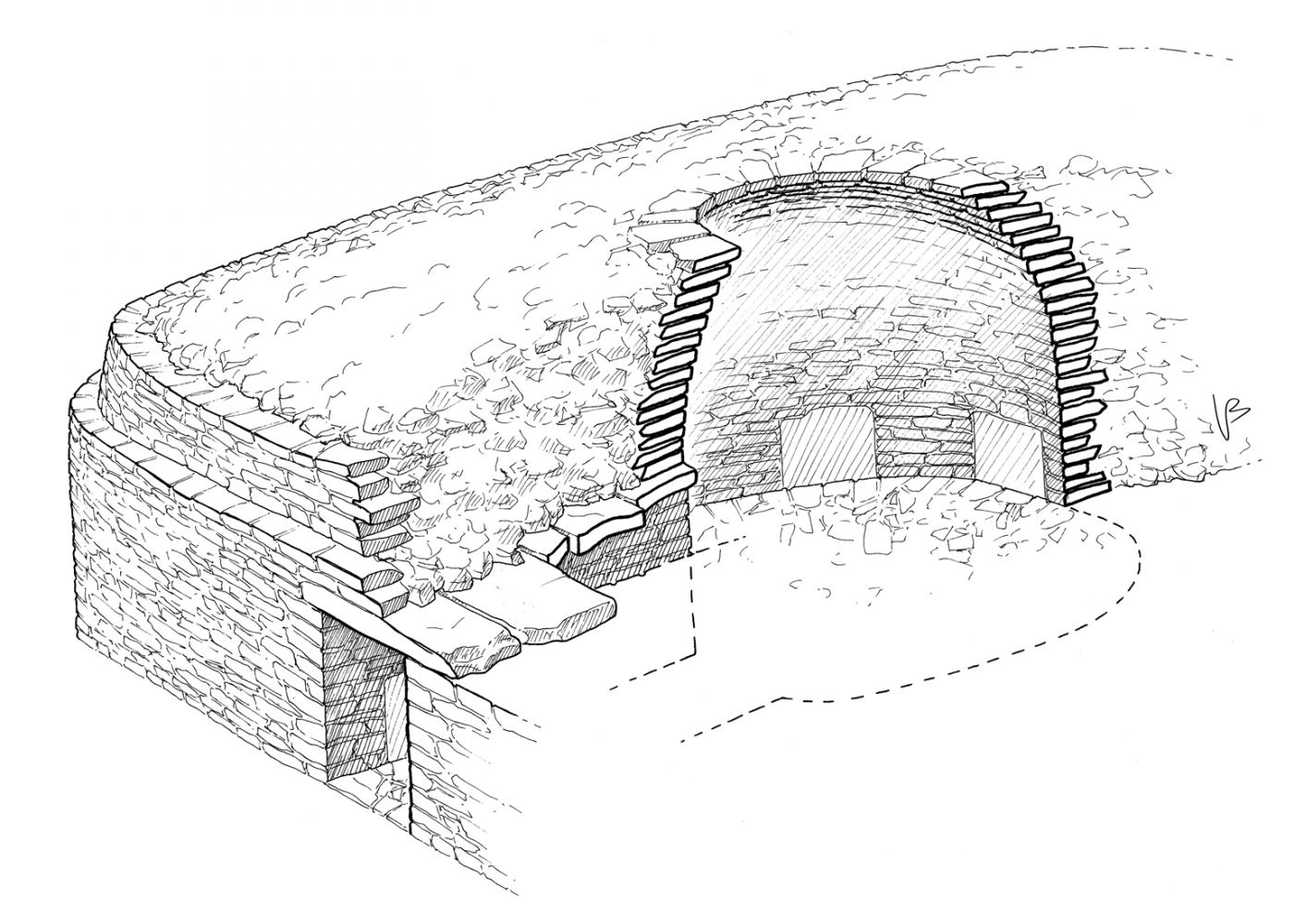 Dom Herry, reconstitution d'une chambre à couloir, V.Bardel